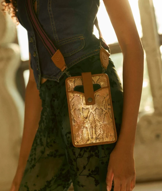 Cedar Snake Print Leather Cell Phone Holder
