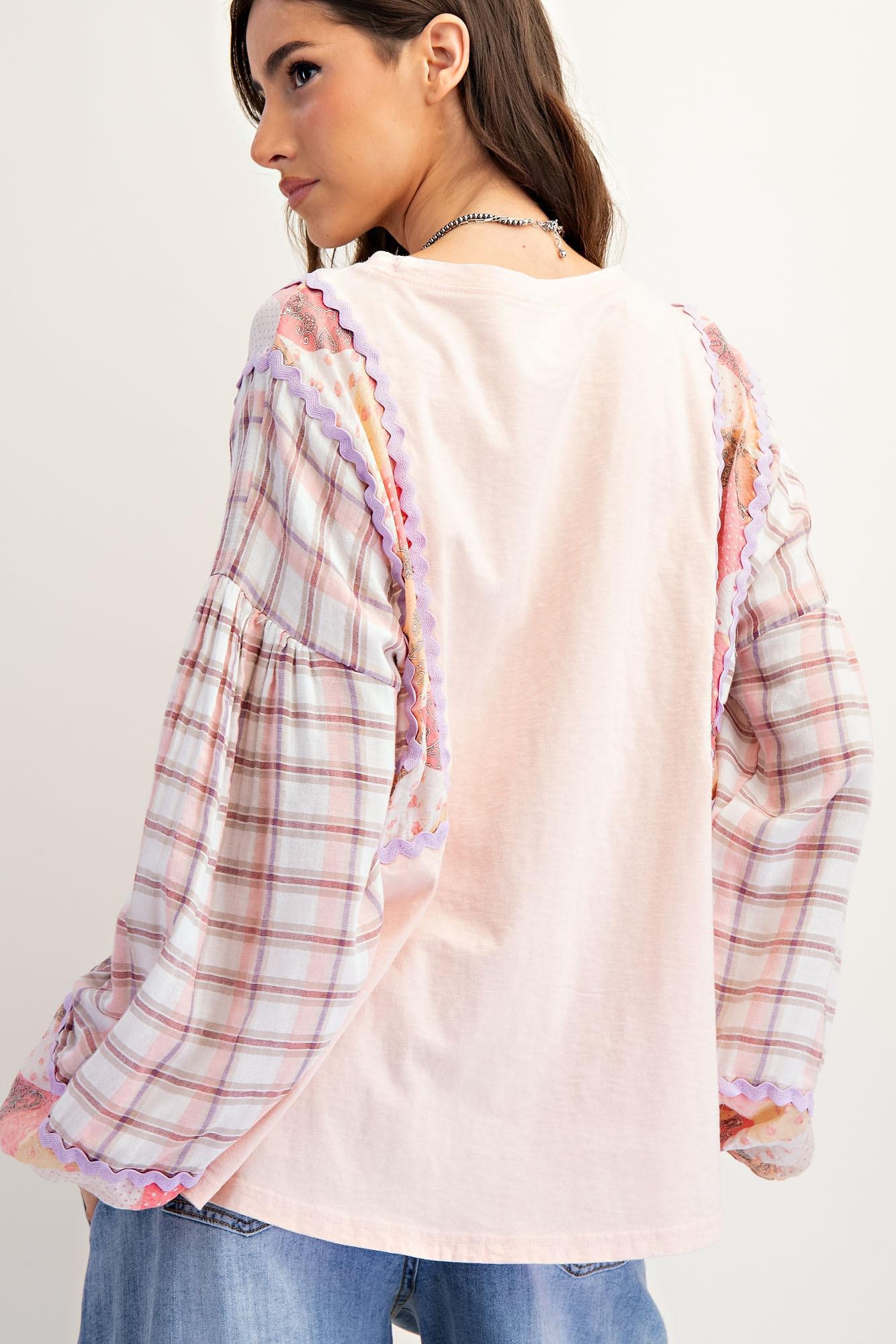 Plus Peach Mix Washed Knit Top