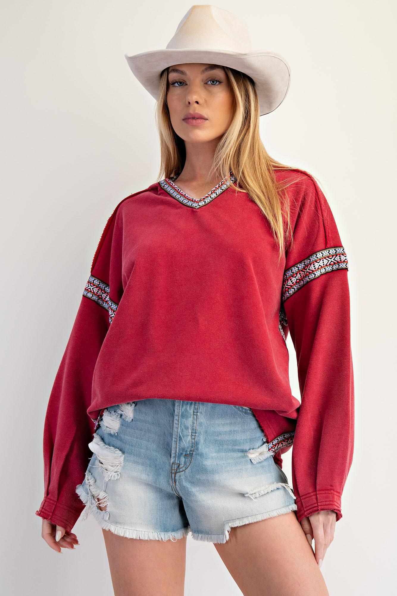 Red Rodeo Washed Terry Hoodie