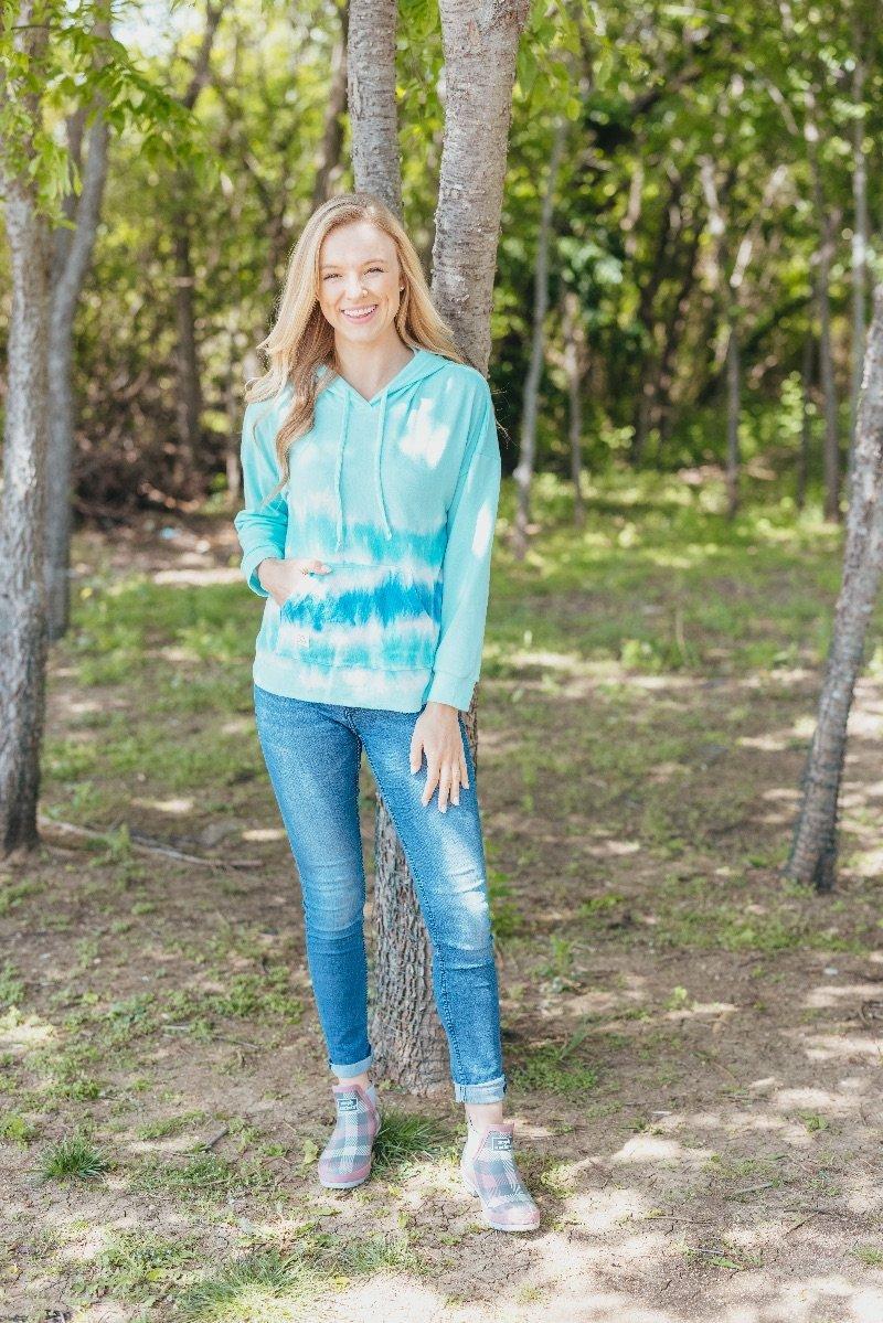 SS Tie Dye Hoodie Stripe Blue