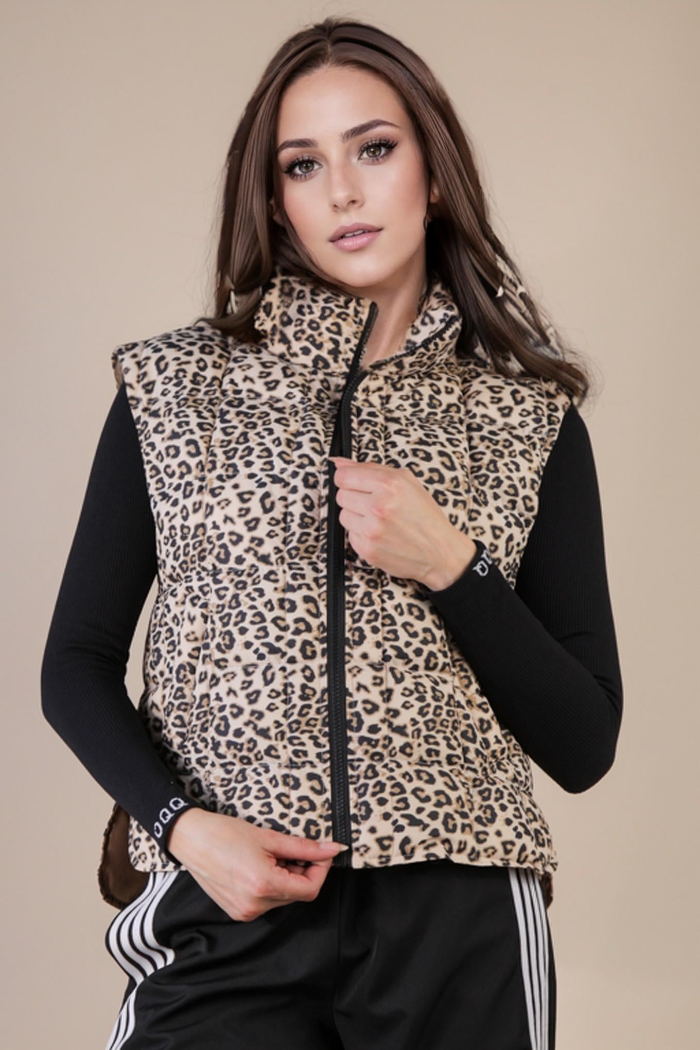 Leopard Puffer Padded Warm Vest