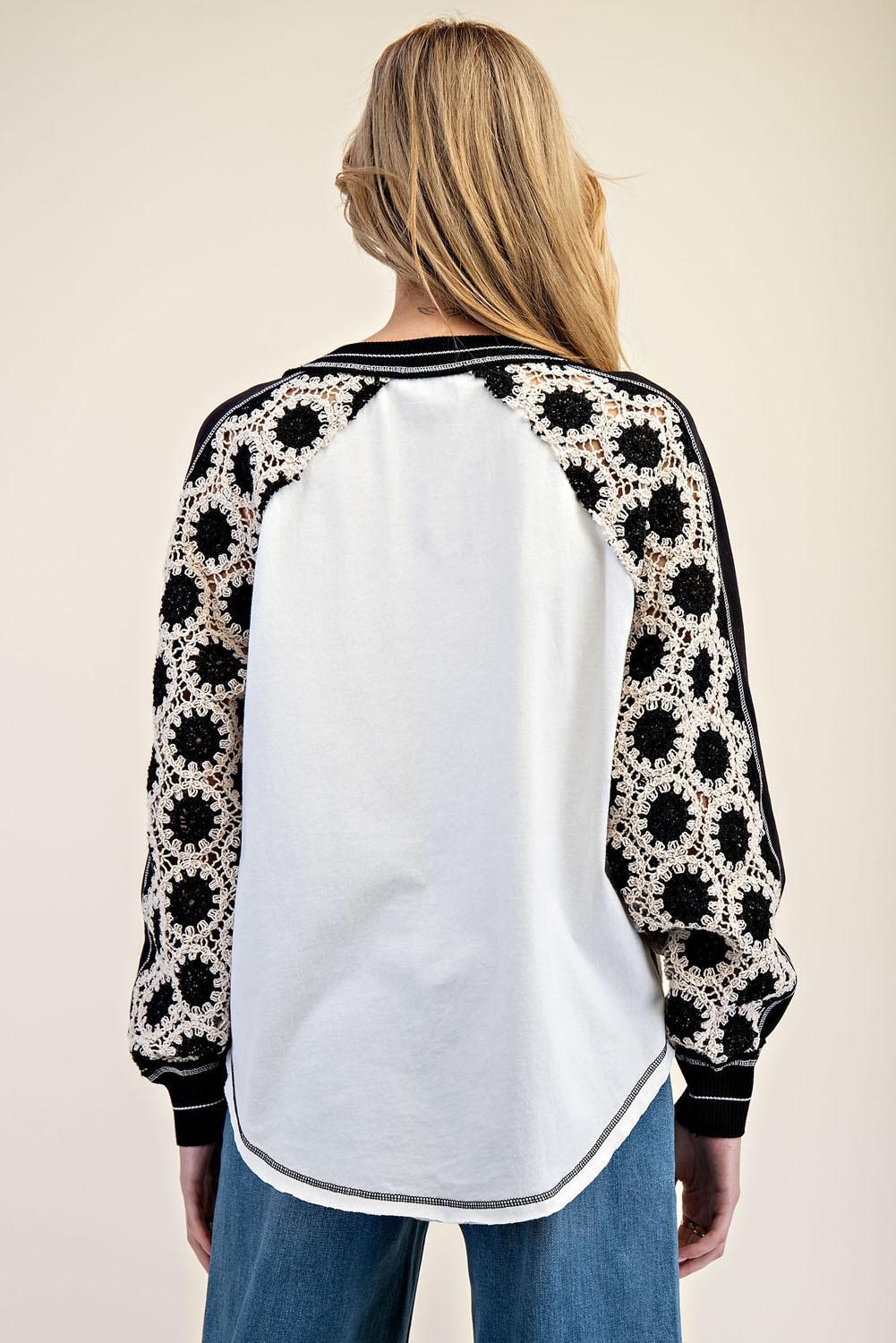 Embroidered Raglan Sleeve Top