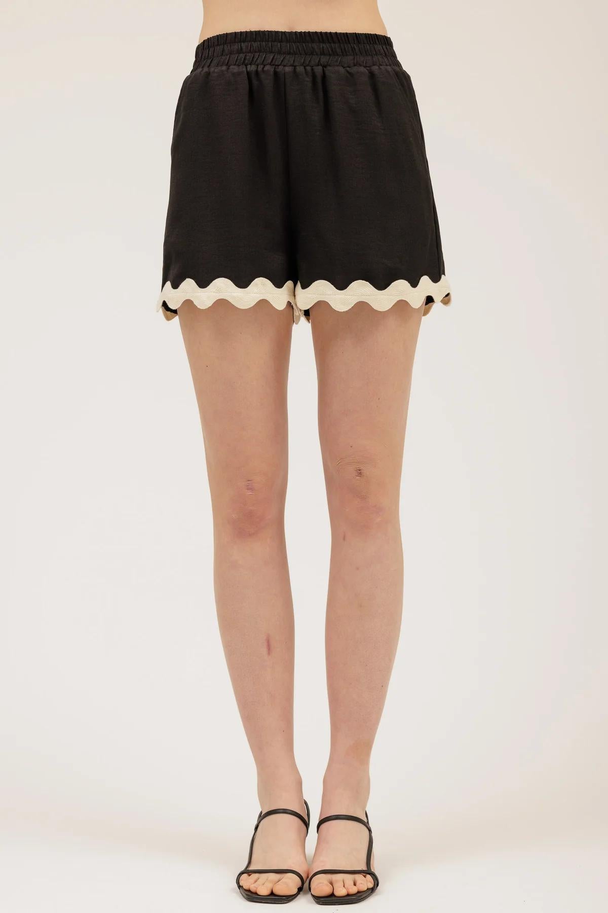 CONTRAST WAVY HEM SLEEVELESS SET