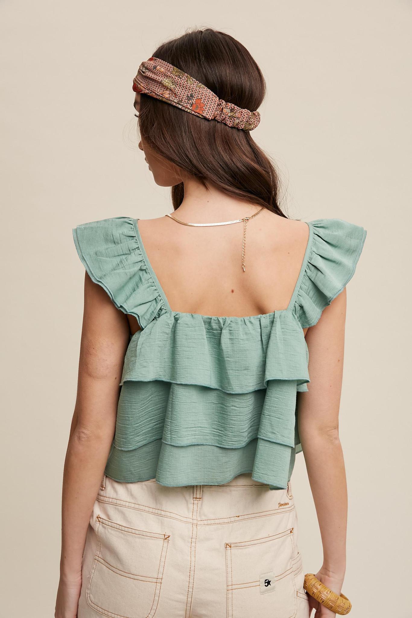 Boho Ruffled Tiered Crop Top