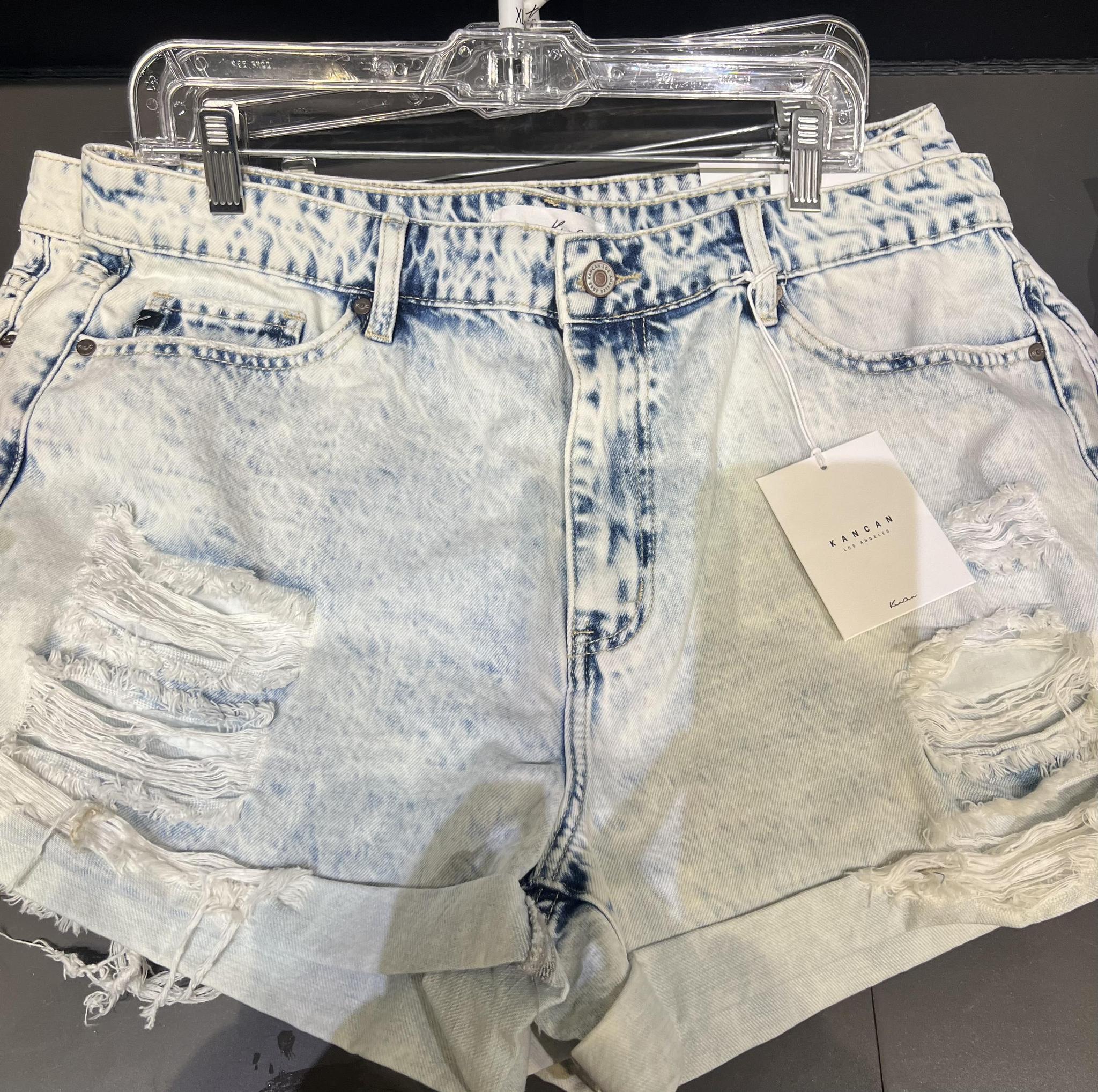 Washed Light Denim Shorts