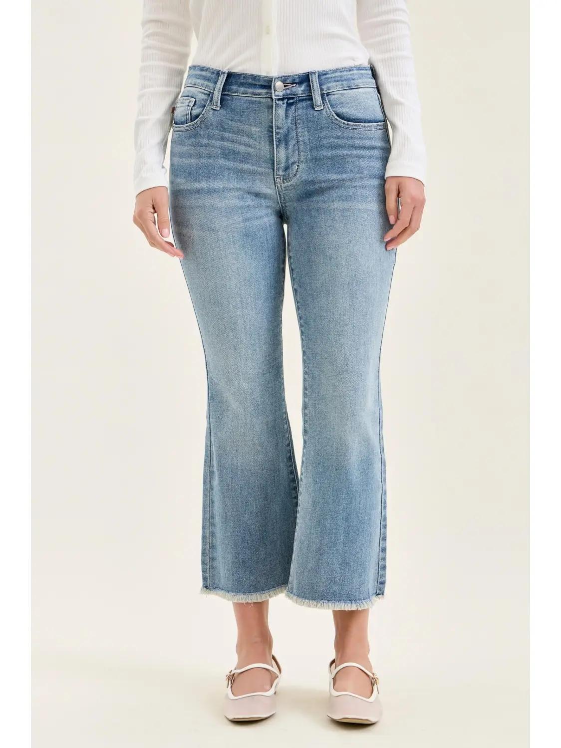 Judy Blue MR Kick Flare with Frayed Hem