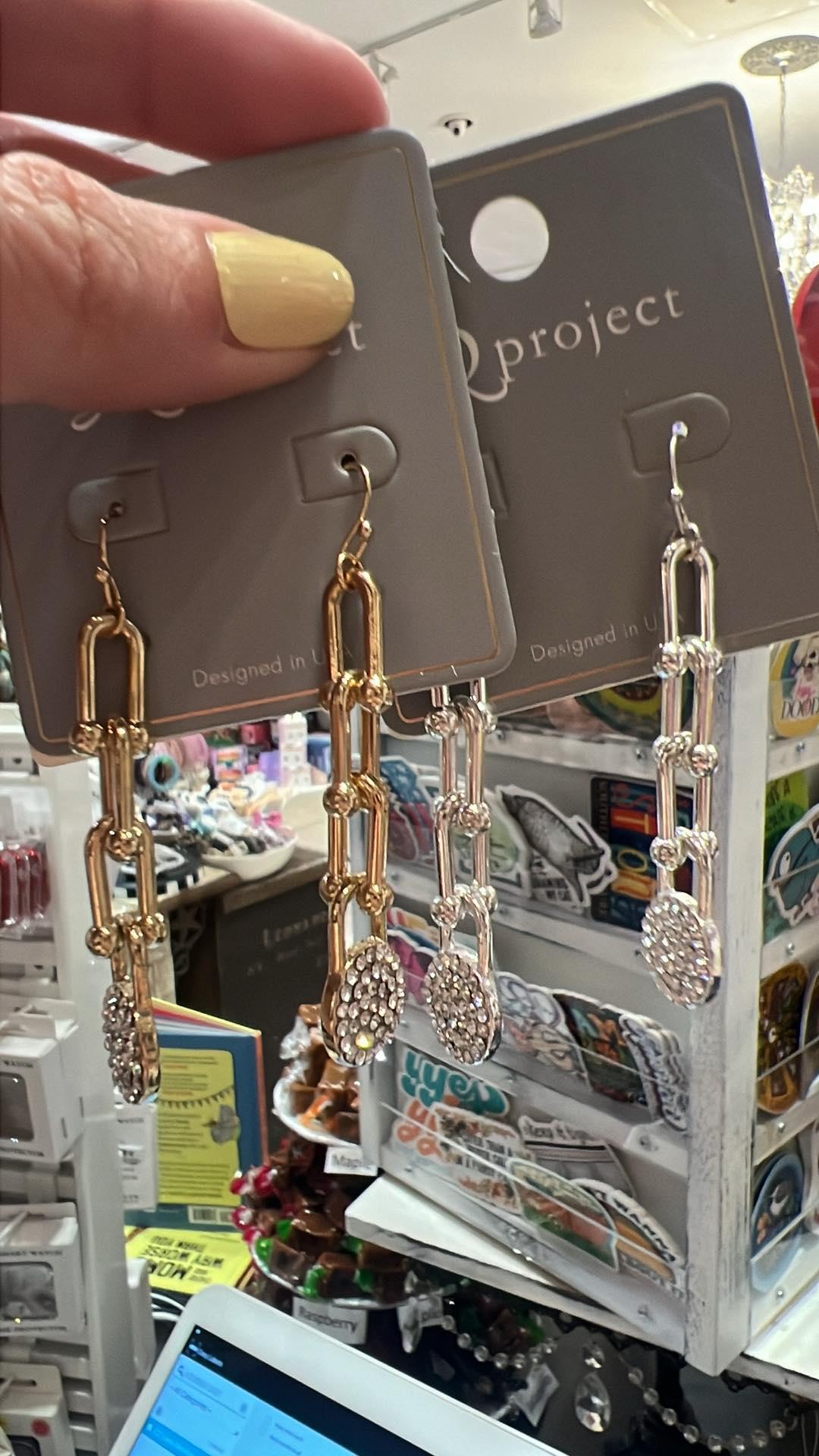 Crystal Lock & Chain Earrings