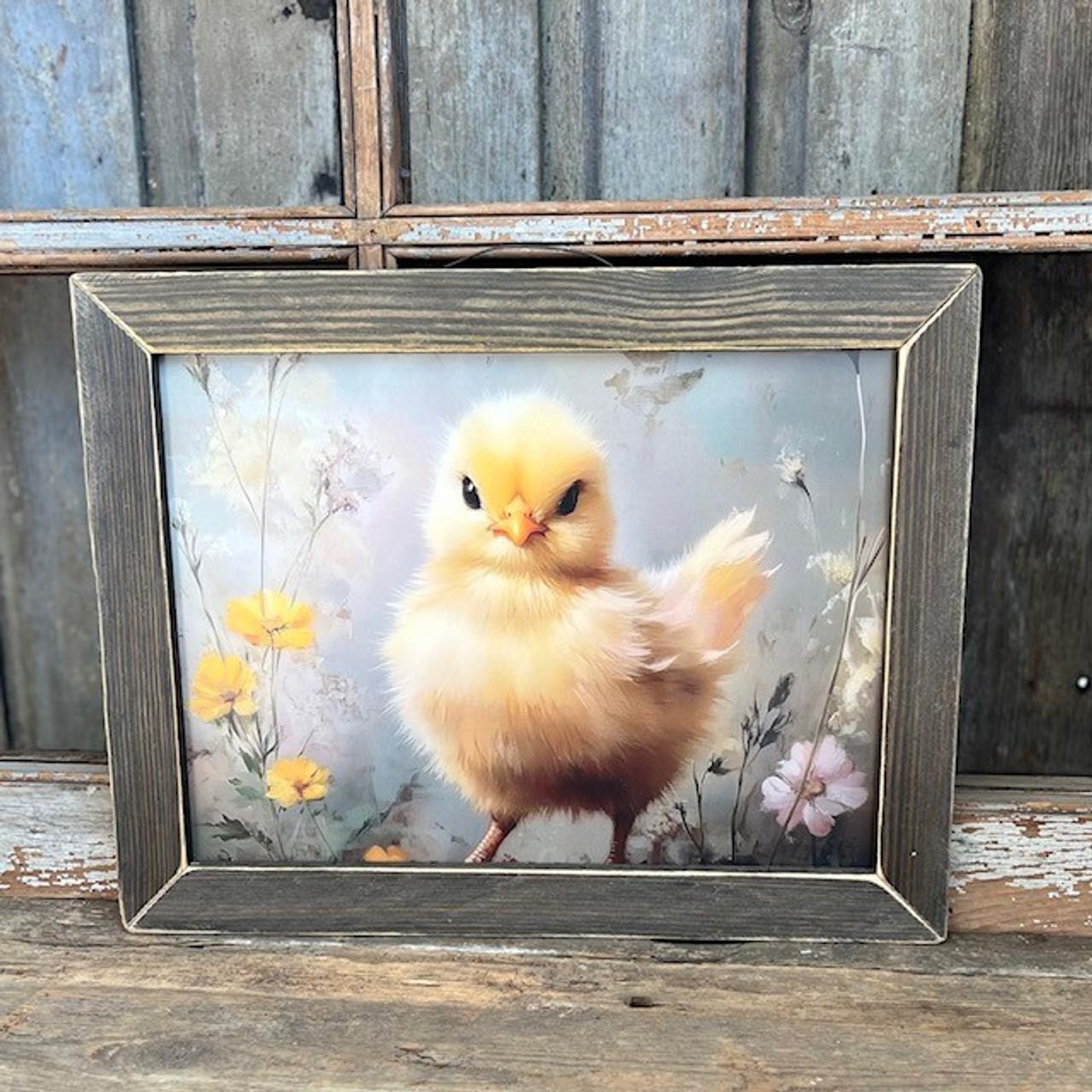 Spring Chick With Flowers Frame 12X16