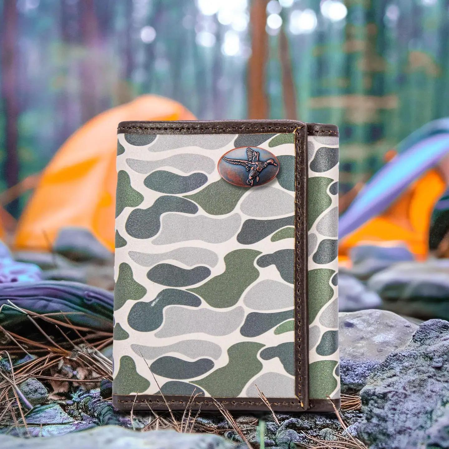 Men's Trifold Old School Camo Leather Wallet