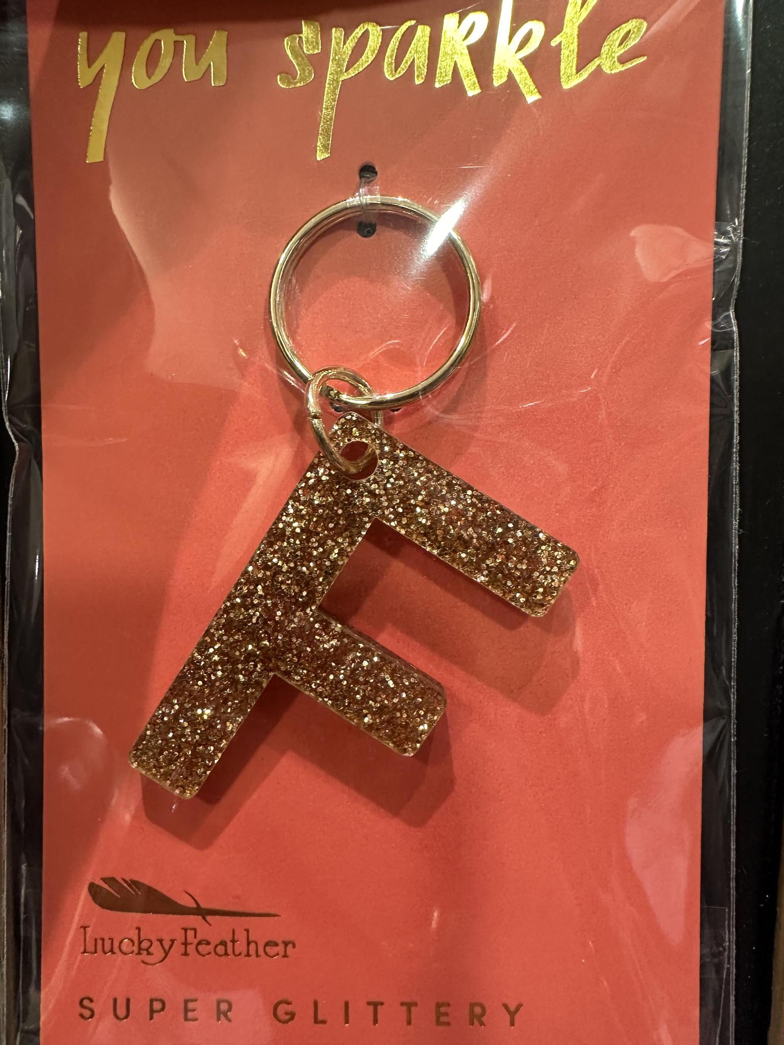 Glitter Initial Key Ring