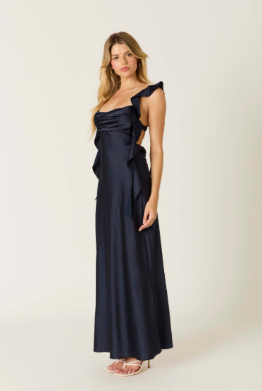 Midnight Silk Long Maxi Dress