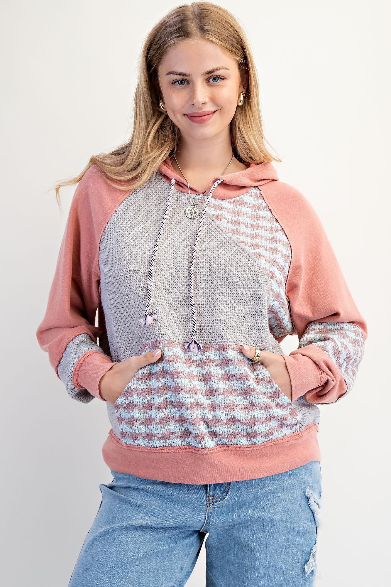 Coral Mix Washed Terry Hoodie