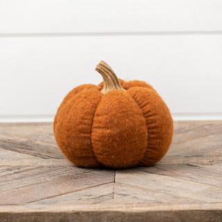5.75" Orange Wool Pumpkin