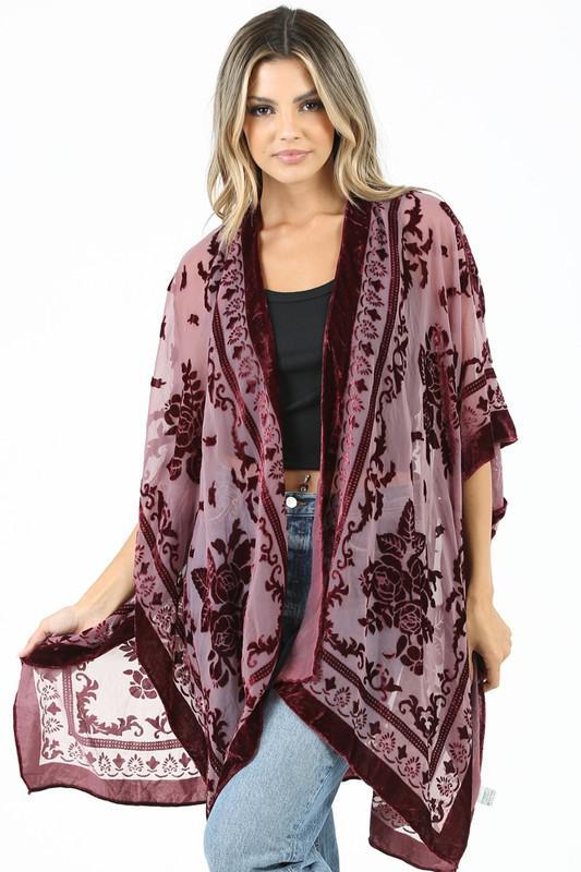 Burnout Velvet Kimono