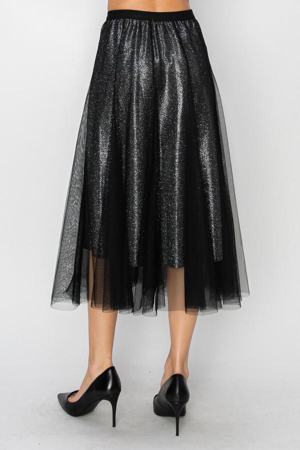 Black Sparkly Skirt with Mesh Layer