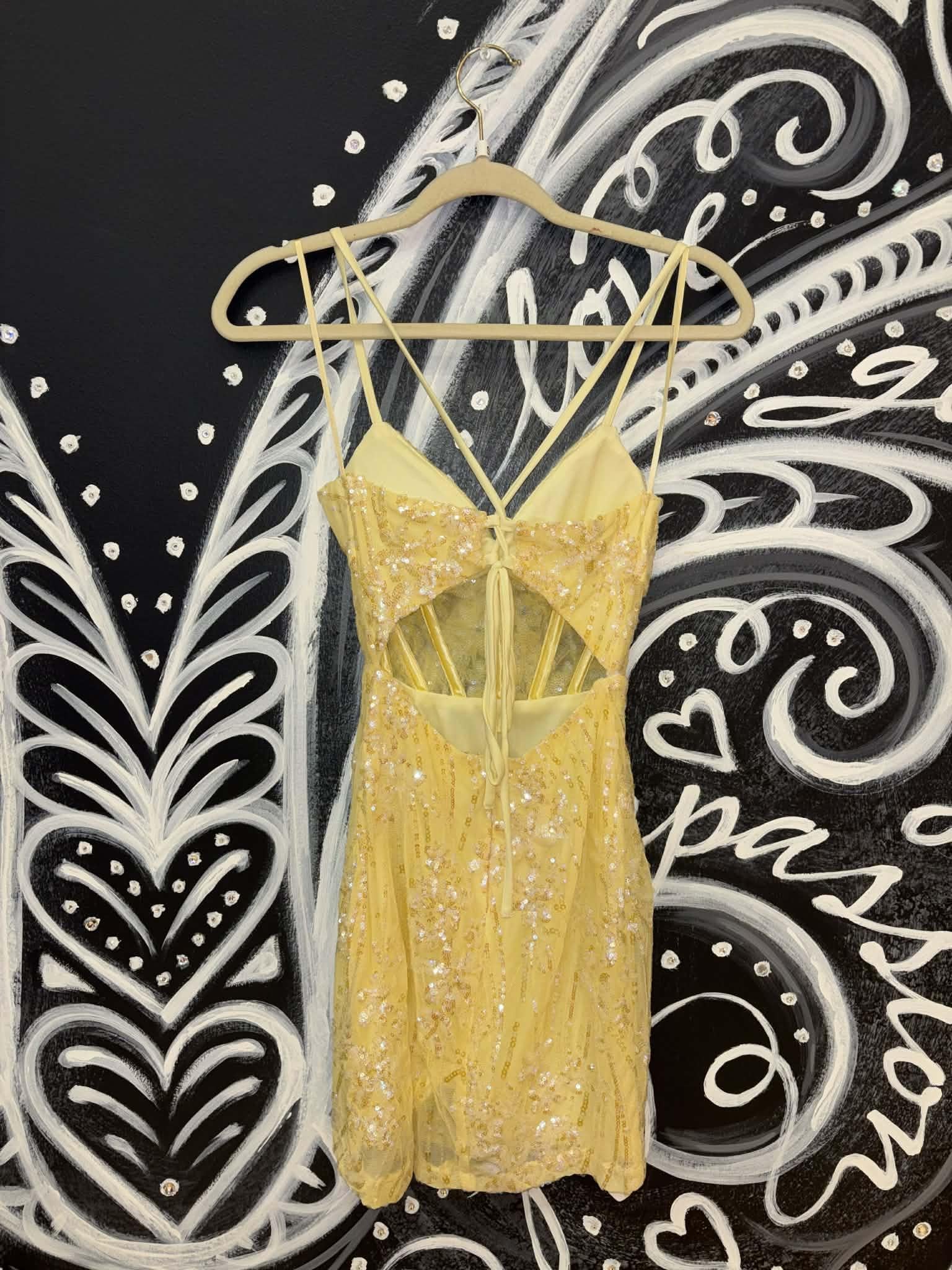 Light Yellow Sequin Corset Mini Dress