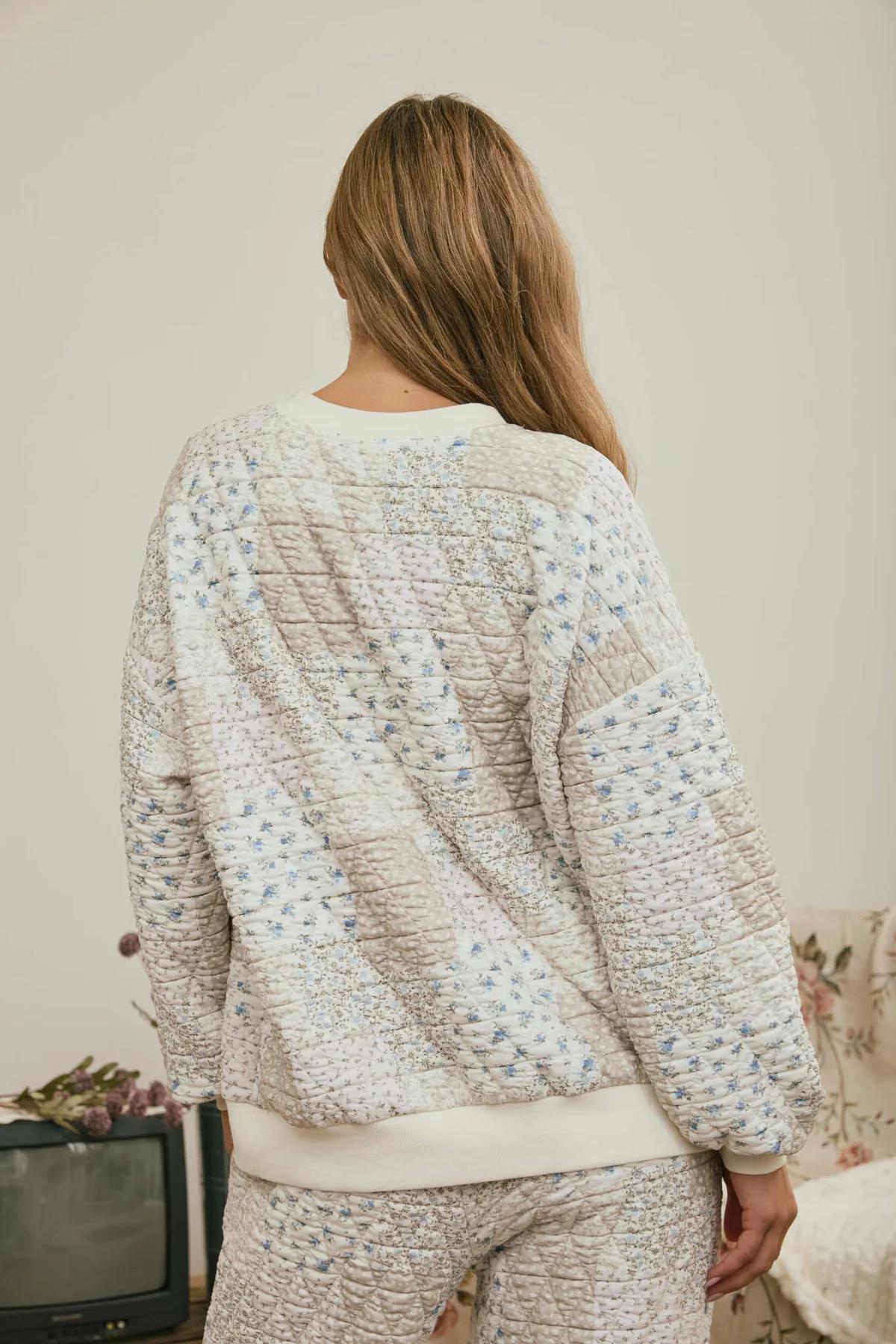 CREAM MULTI-FLORAL PATCHWORK KNIT SET