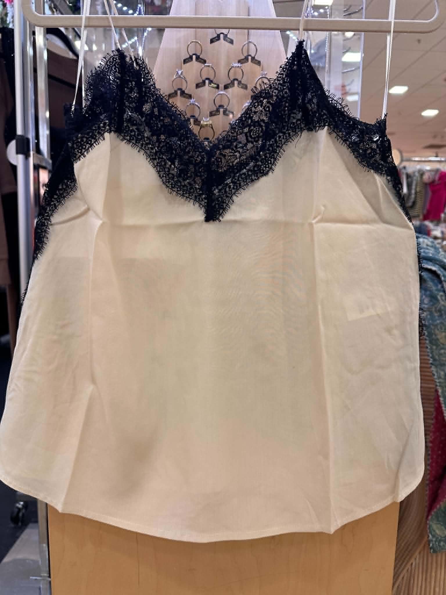 Lace Trim Spaghetti Strap V Neckline Camisole Top