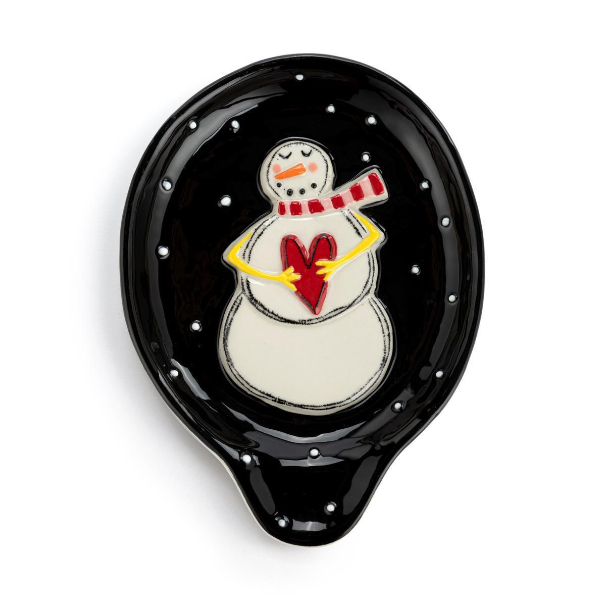 Snowman Polka Dot Spoon Rest - 4.5x6in