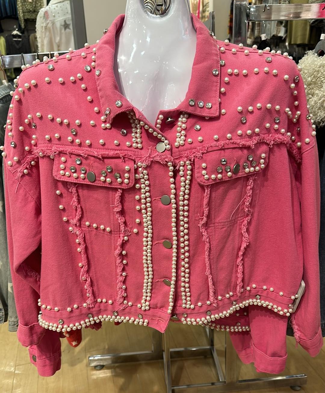 Pink Pearl Denim Jacket