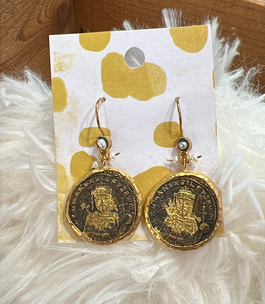 Gold Medallion Earrings