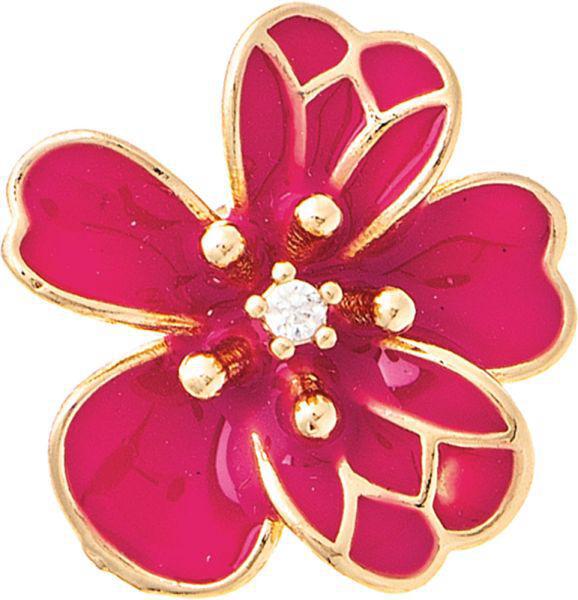 Gold Pink Posy Flower Post Earring