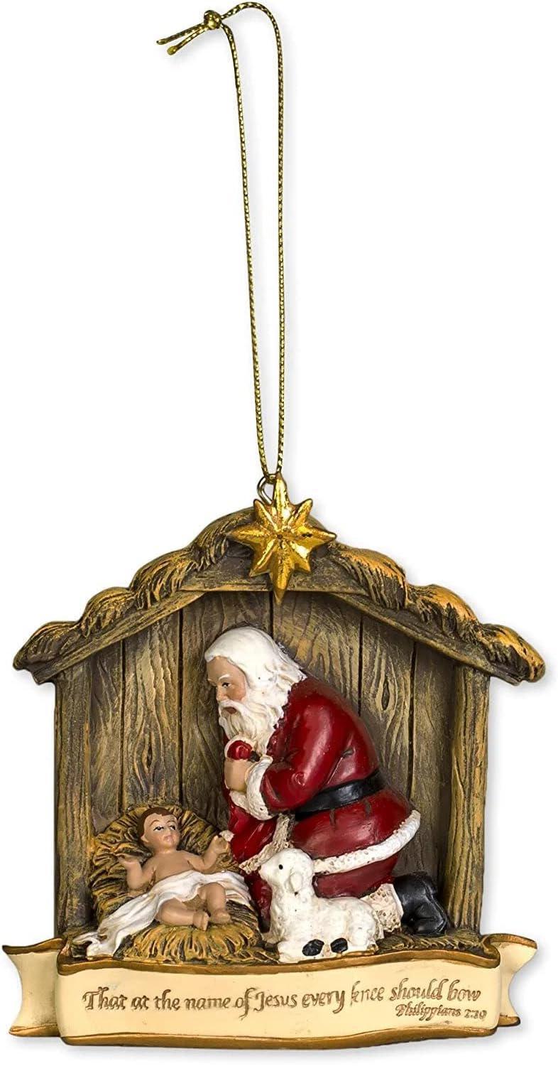 Roman Every Knee Should Bow 3.5 x 4 inch Resin Stone Christmas Ornament