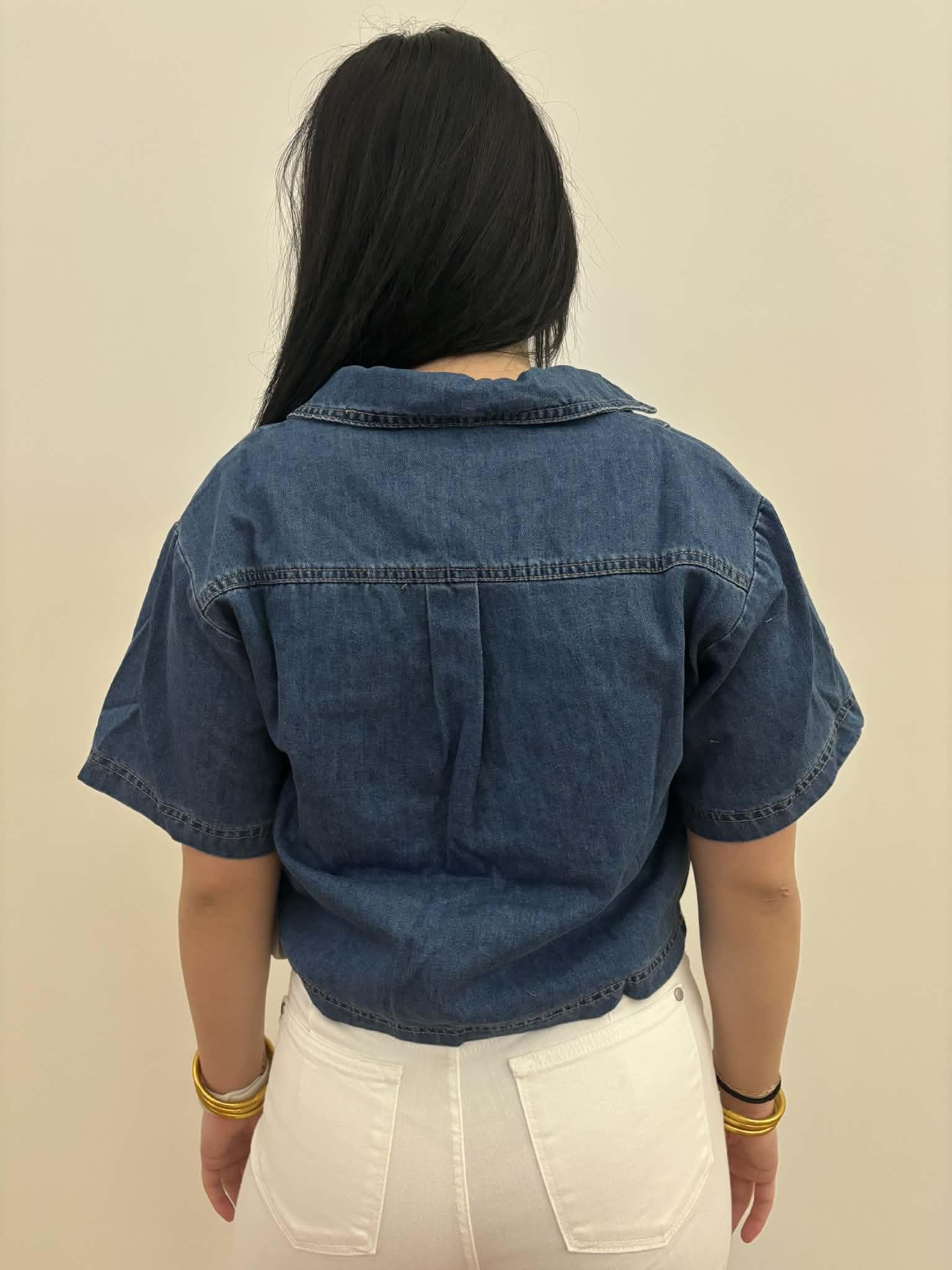 Washed Denim Crop Top