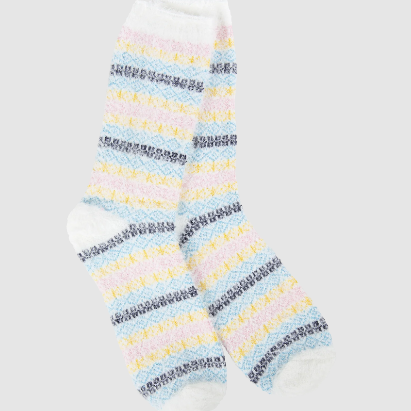 Holiday Feather Multi Stripe Crew Socks