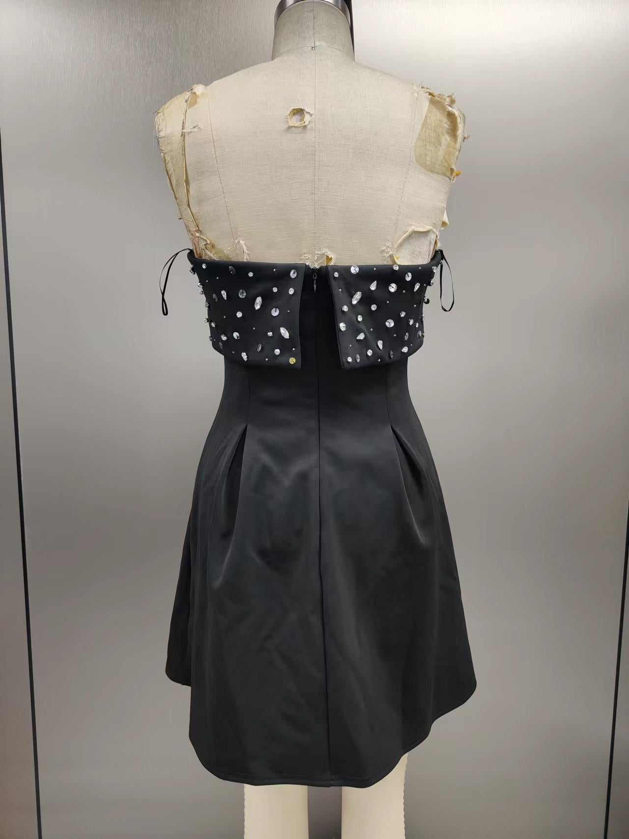 Rhinestone Beaded Sleeveless Mini Dress