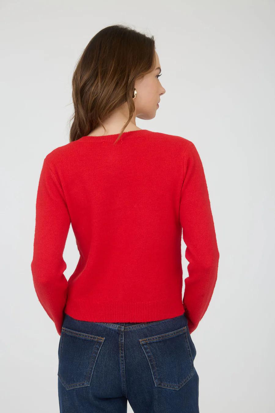 Bright Red Button Down Cardigan