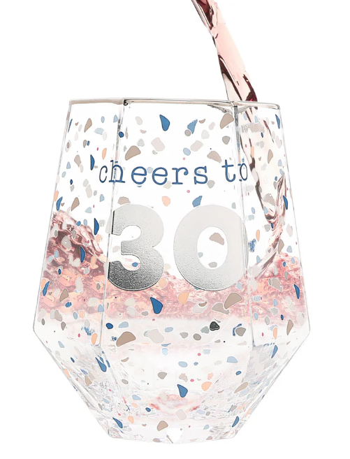 Milestone Birthday 16 oz Geometric Glass