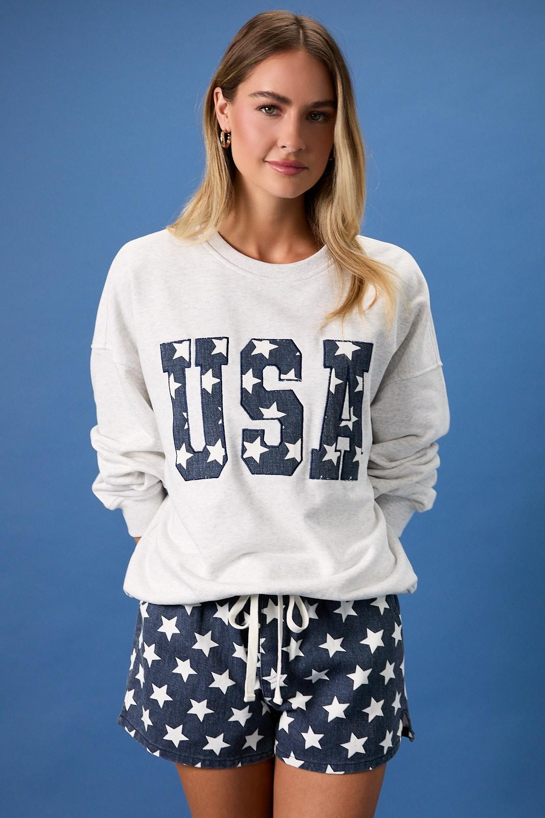 "USA" Embroidery Sweatshirt