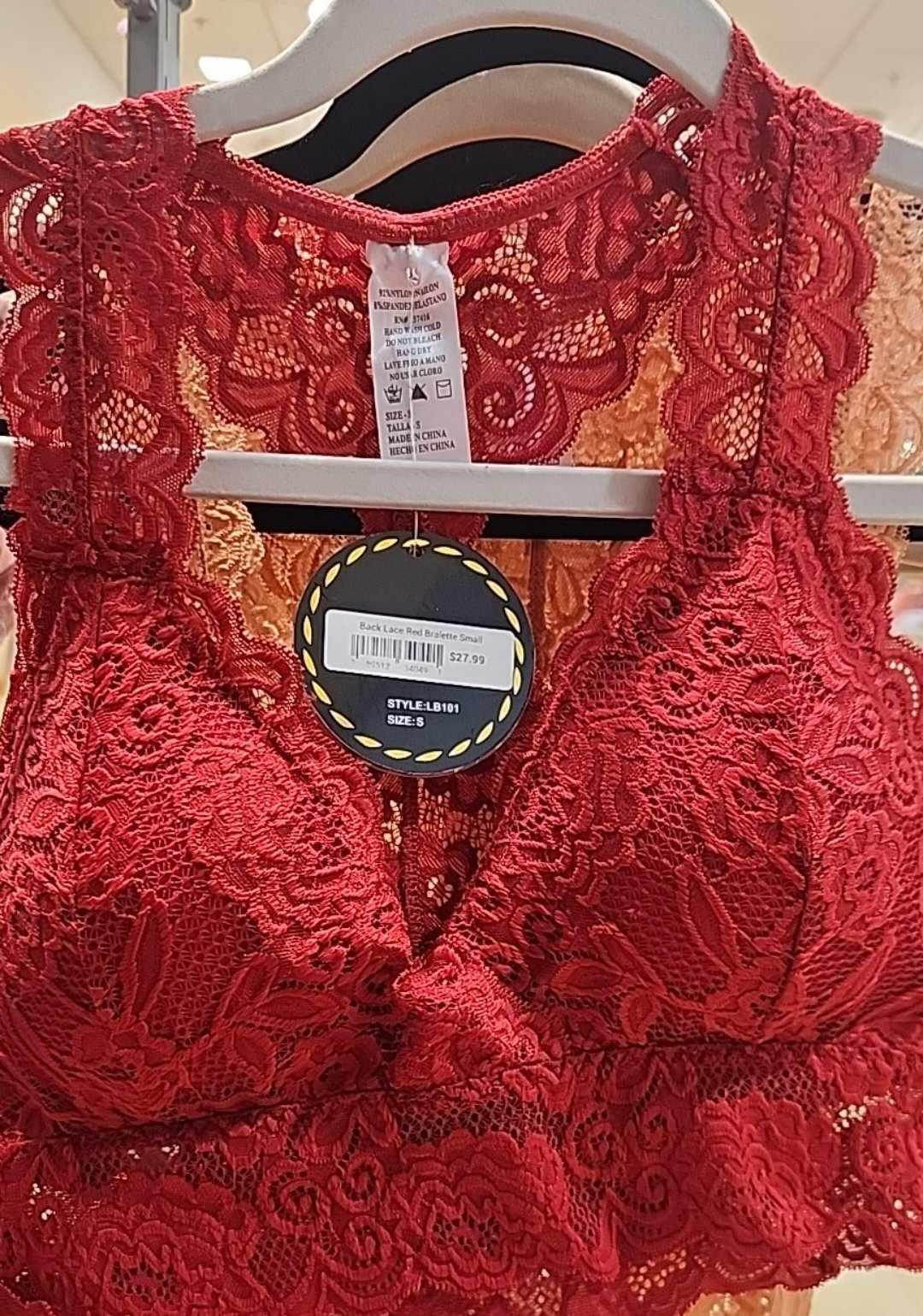 Back Lace Red Bralette