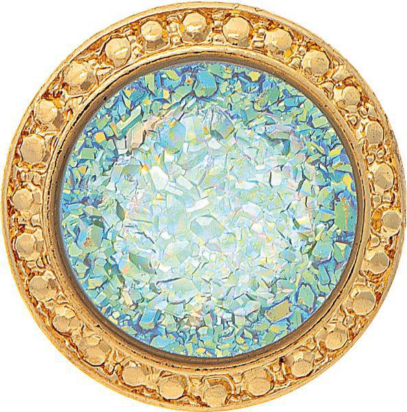 Gold Edge Blue Druzy Post Earring