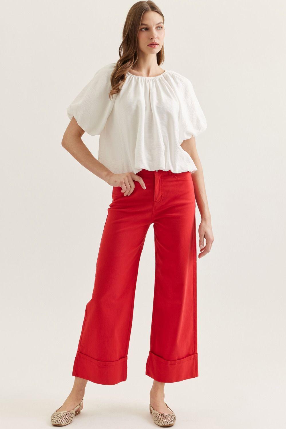 Solid Mid-Rise Ankle Length Pants