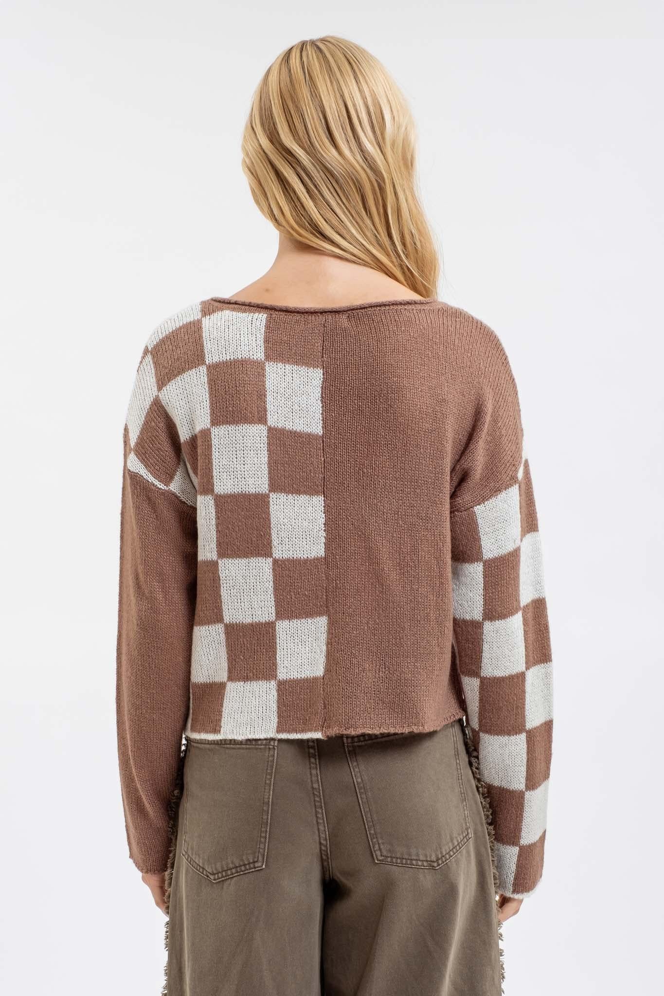 Checkered Mocha Sweater