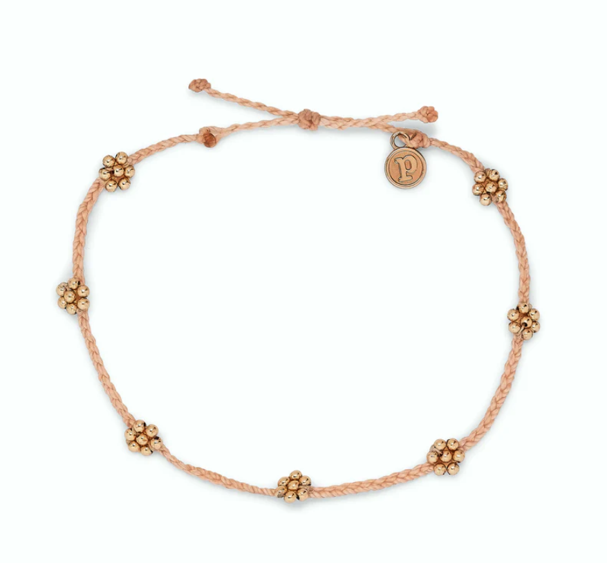 Blush Flora Metallic Bead Anklet