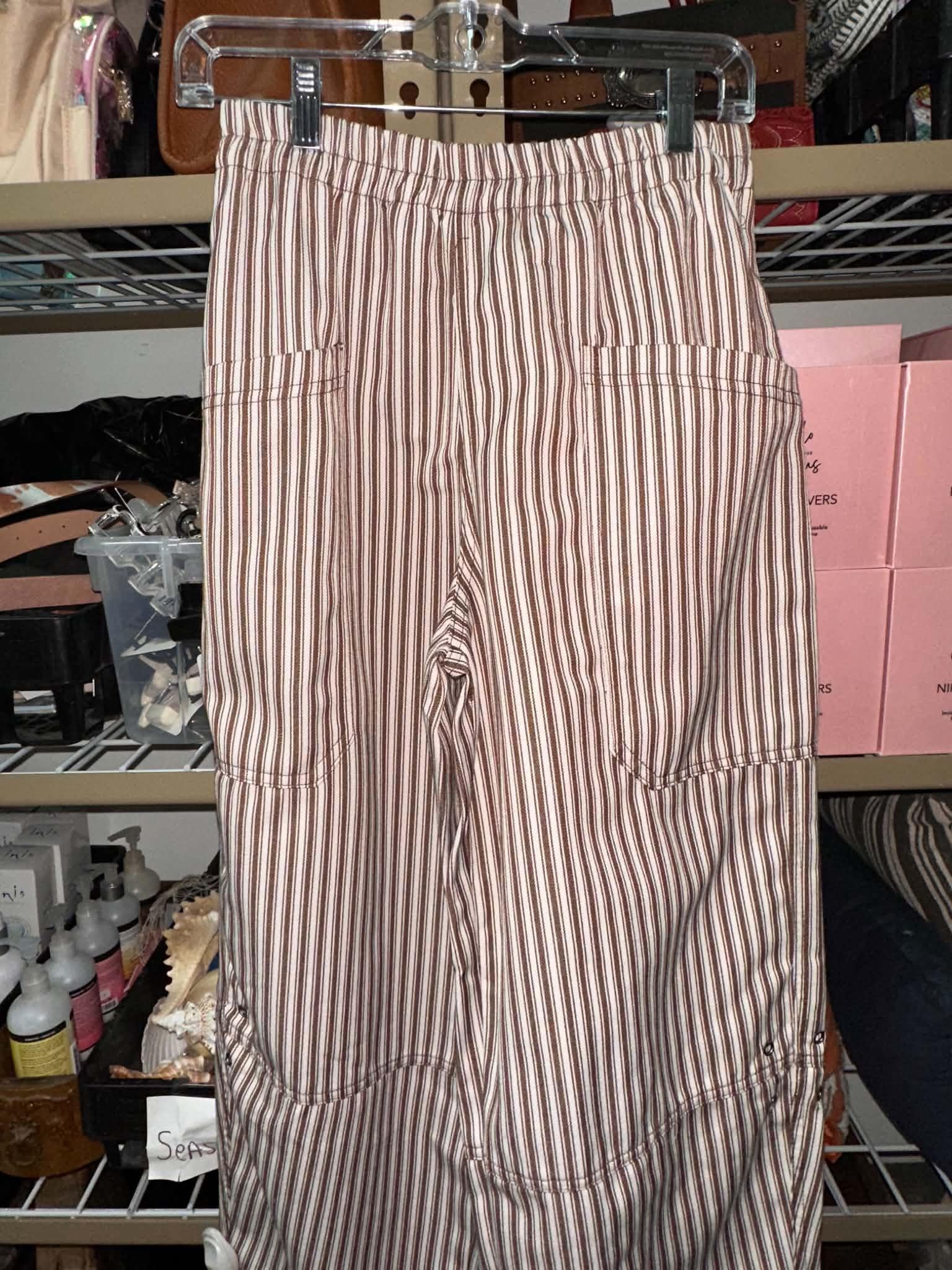 Brown Stripe Pocket Detail Wide Leg Pants