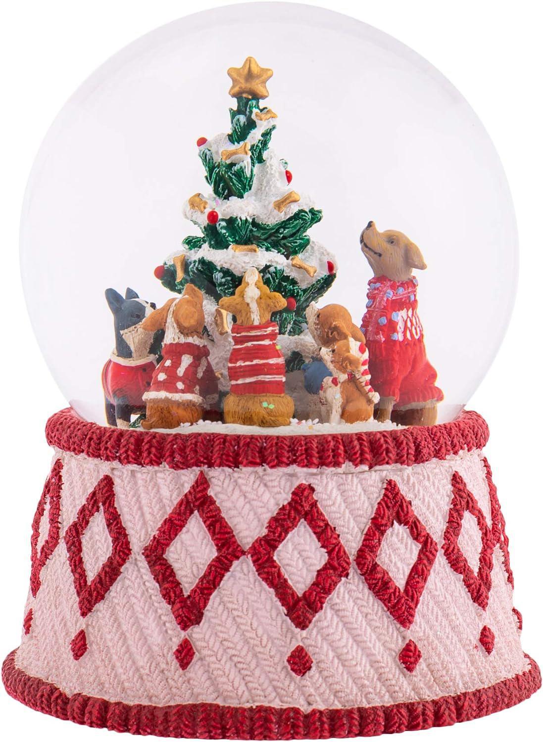 Roman 6" Mush Dogs Around The Tree Snow Globe