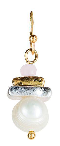 Two Tone Pearl Stack Earring