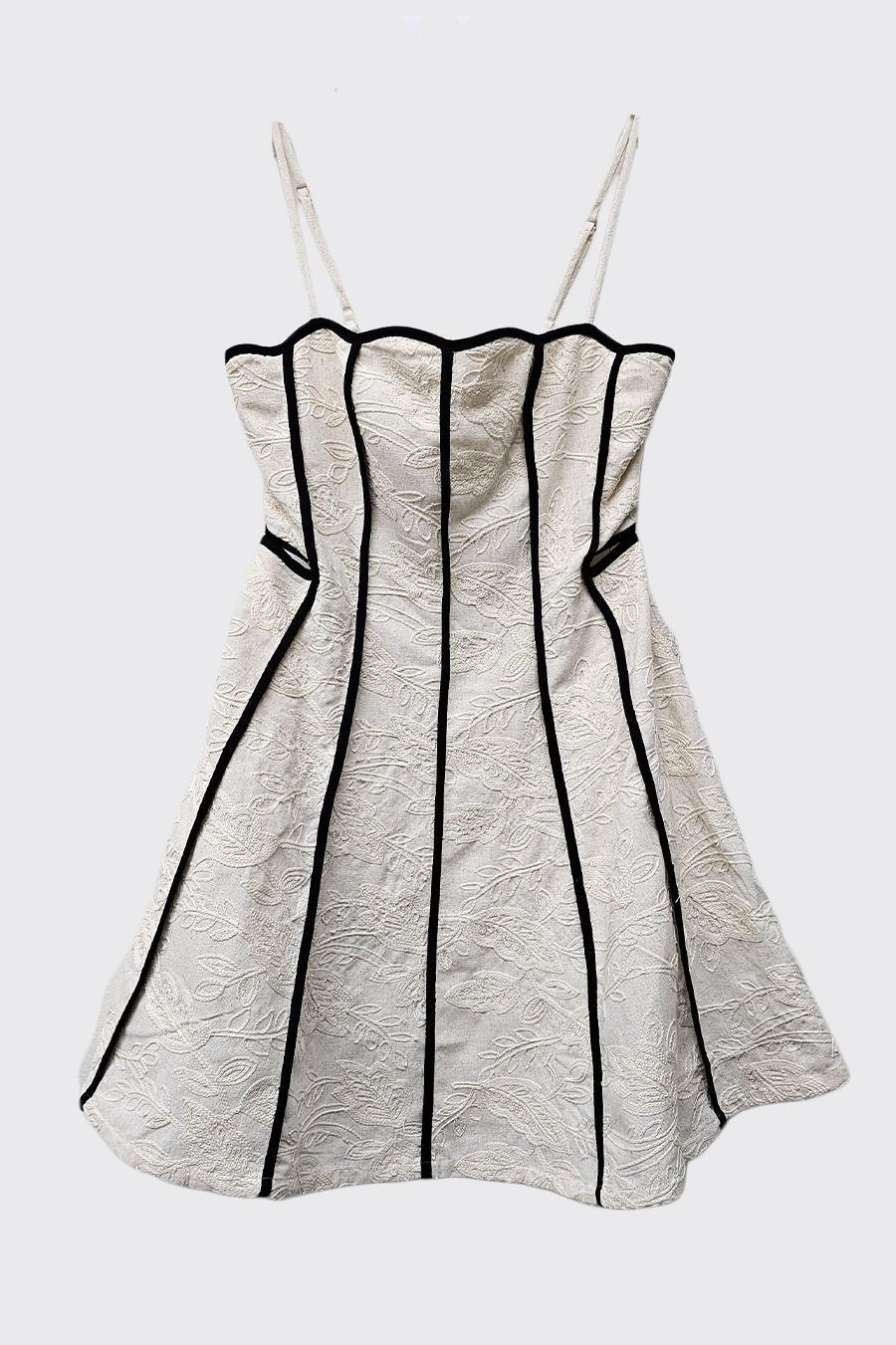 Natural Embroidery Cutout Back Dress