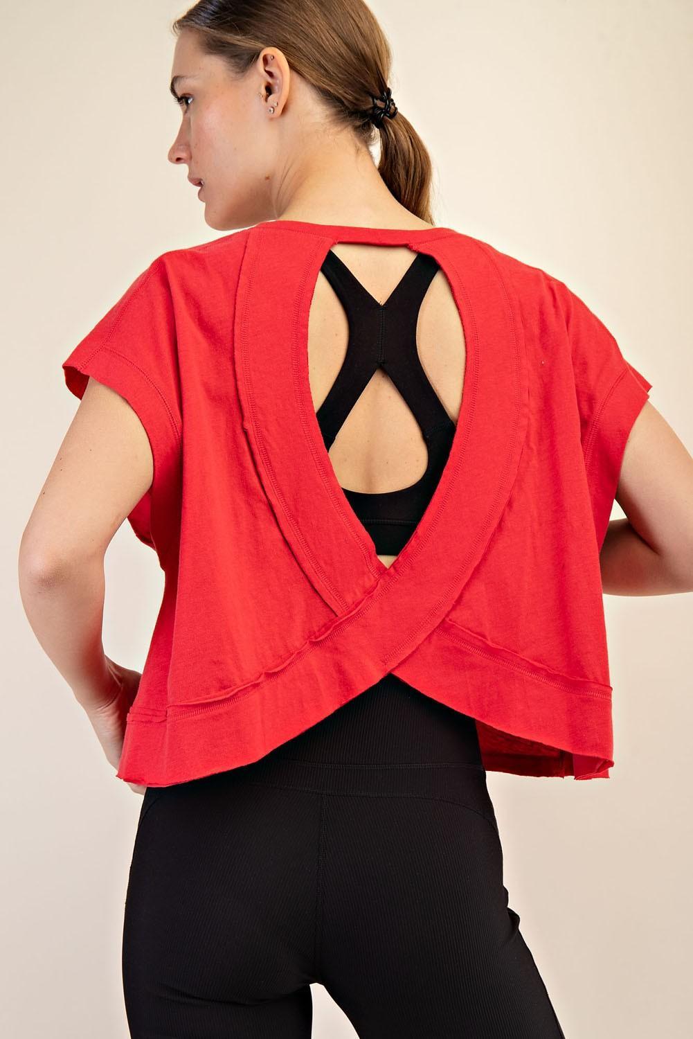 Cotton Slub Open-Back Top