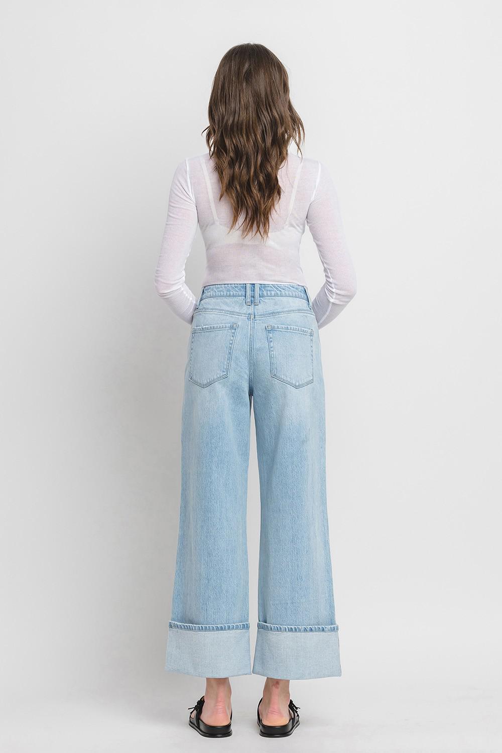 Super High Rise Cuffed Baggy Wide Jeans