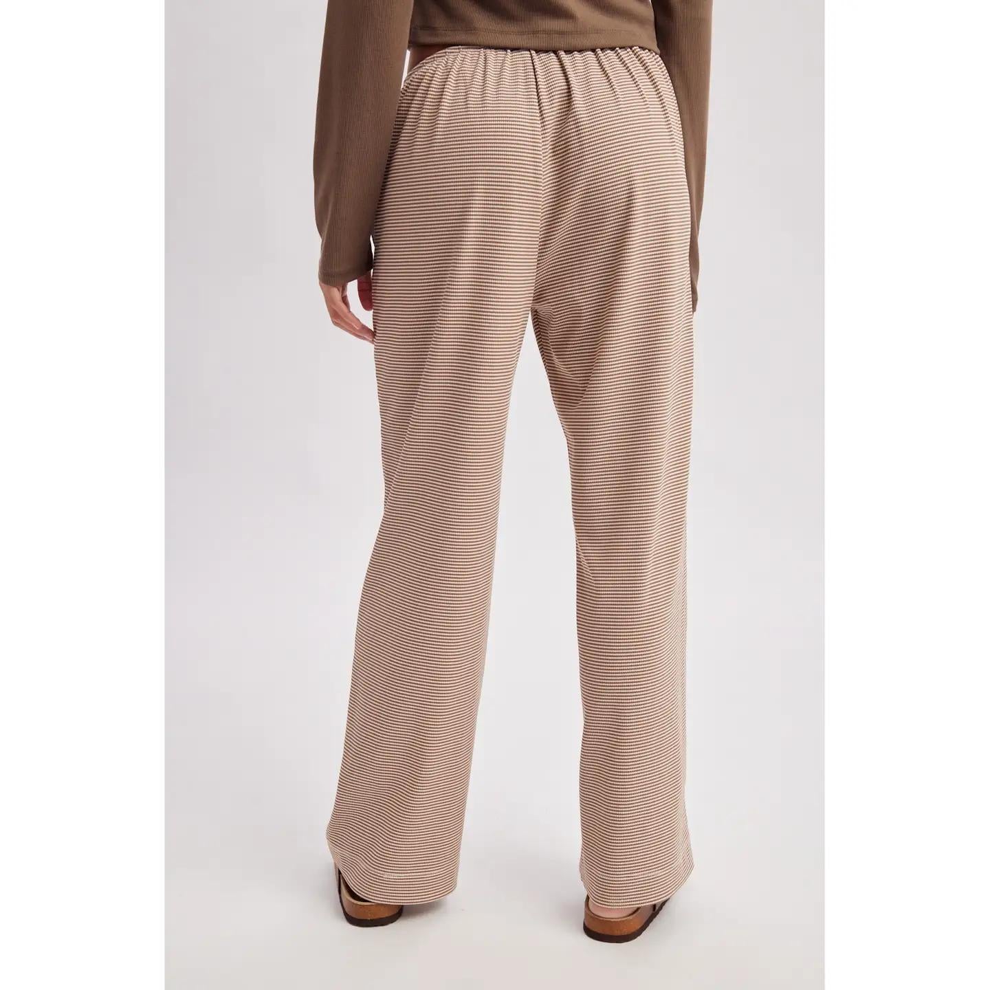Mocha Striped Drawstring Knit Pants