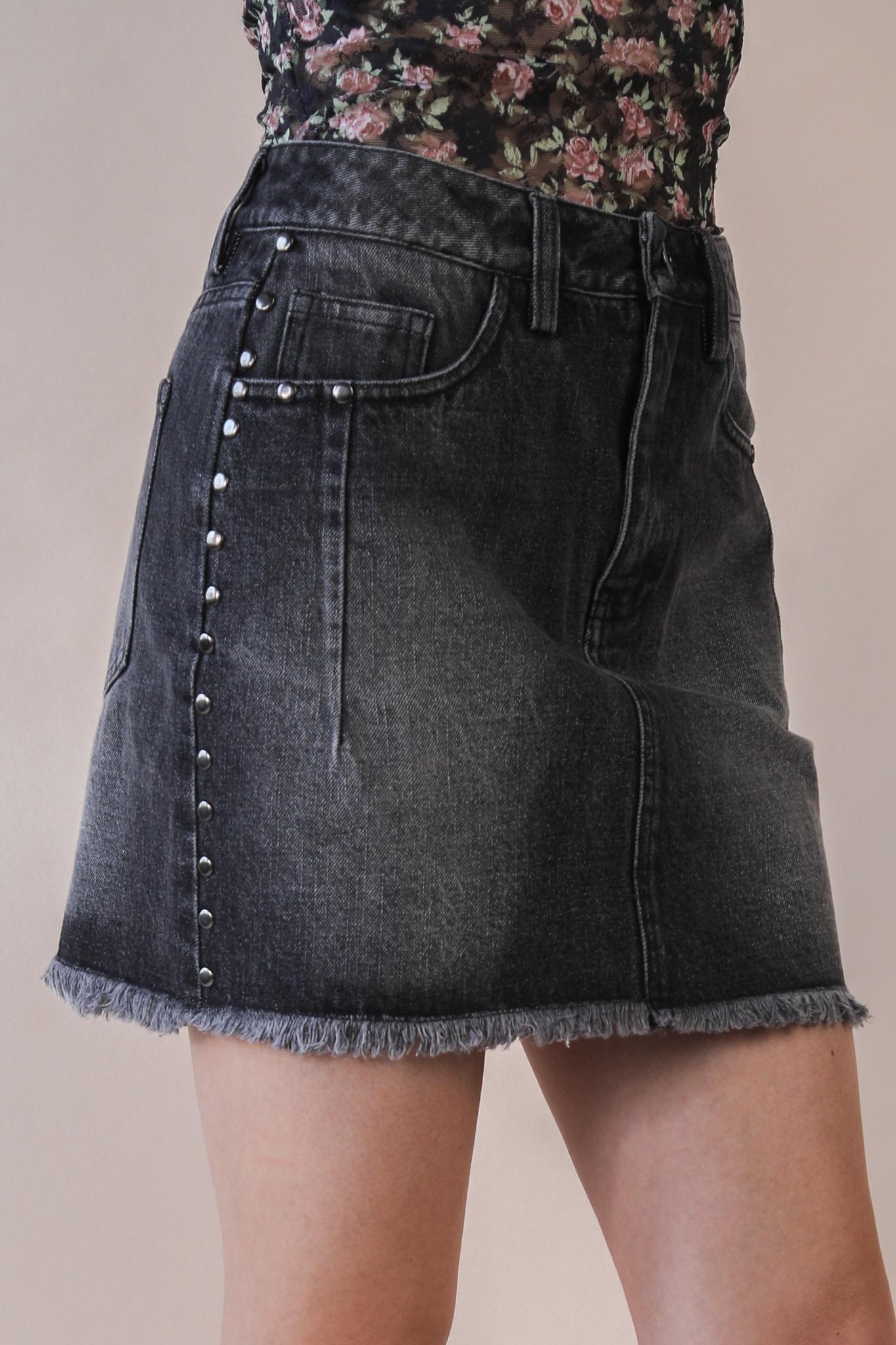Very Jean Black Stud Washed Denim Skirt