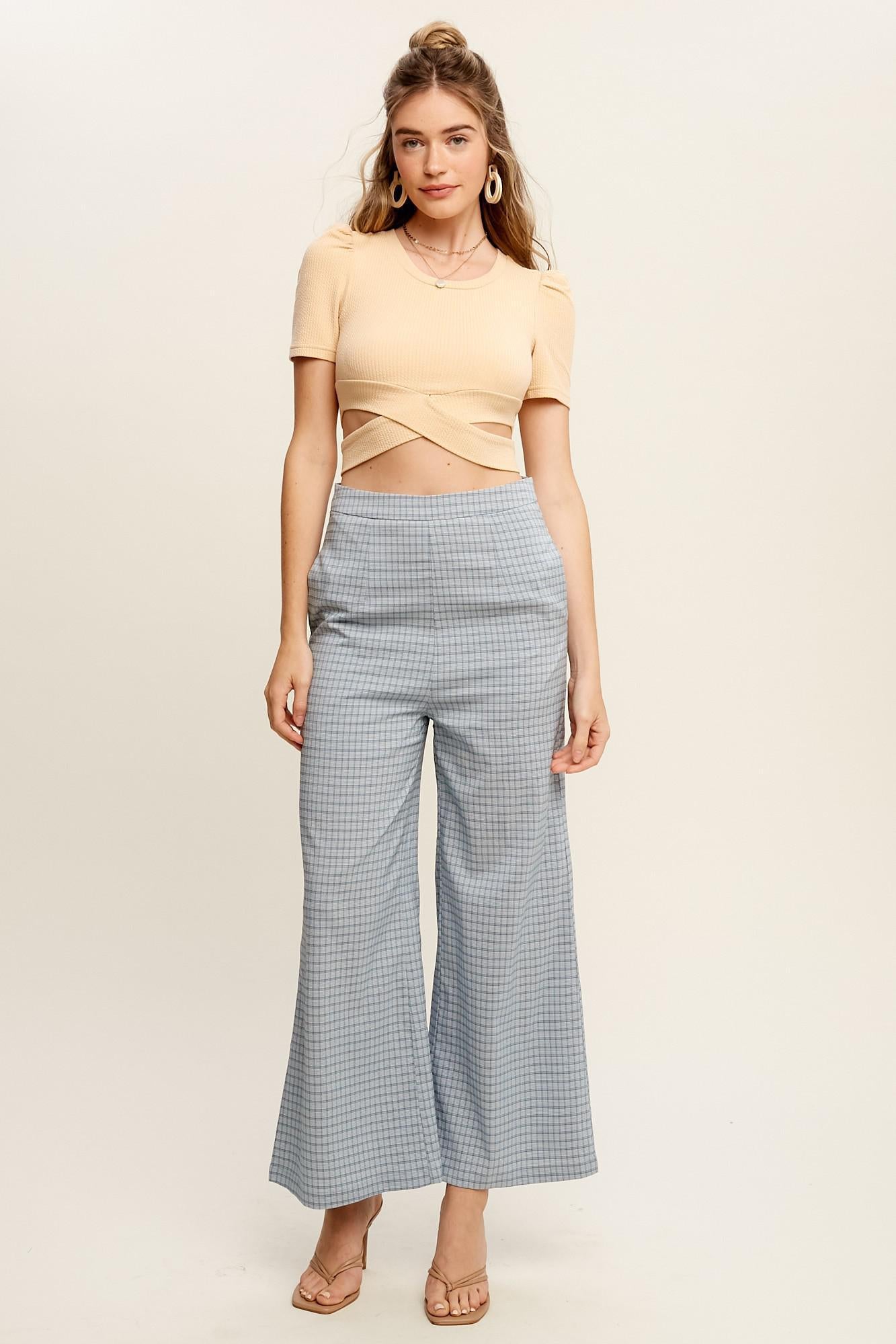 Plaid Wide Opening Woven Pants