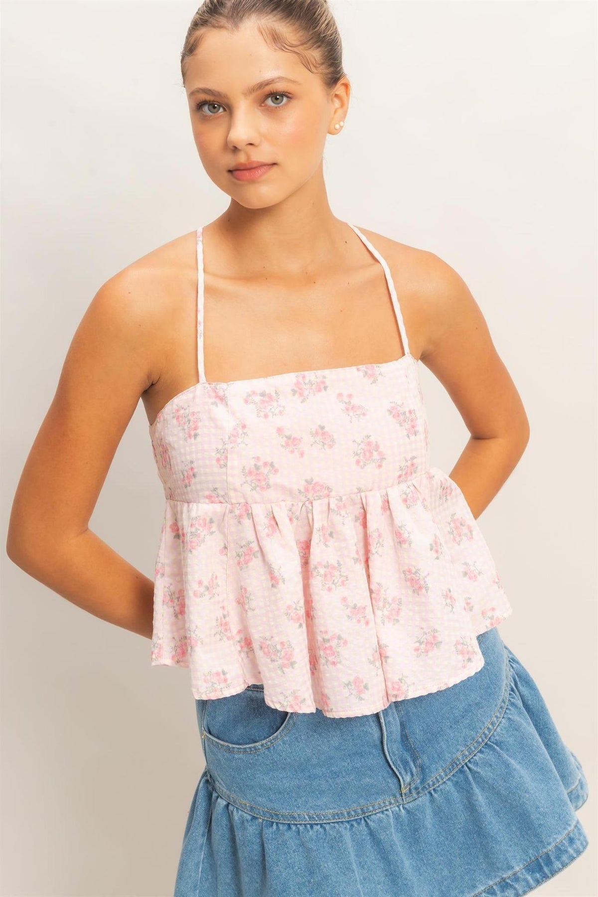 Floral Seersucker Babydoll Top