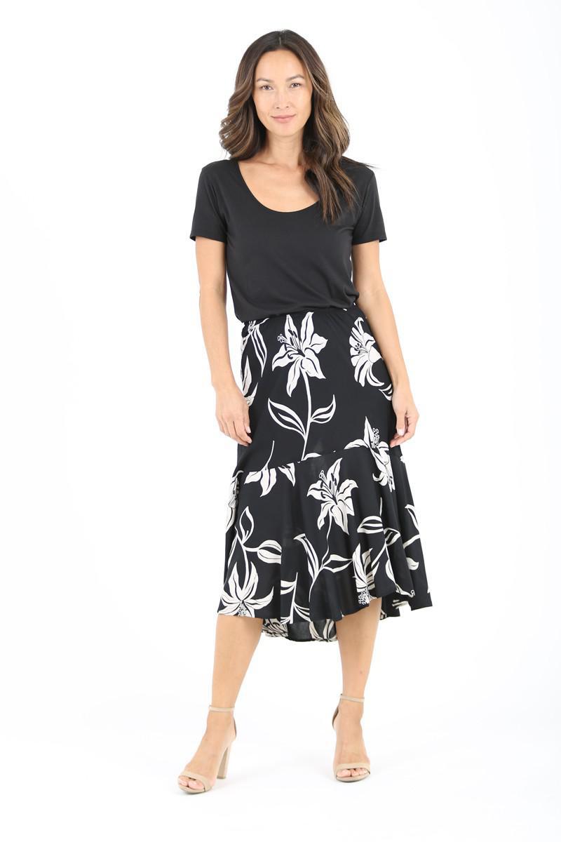 Black Floral Print Skirt