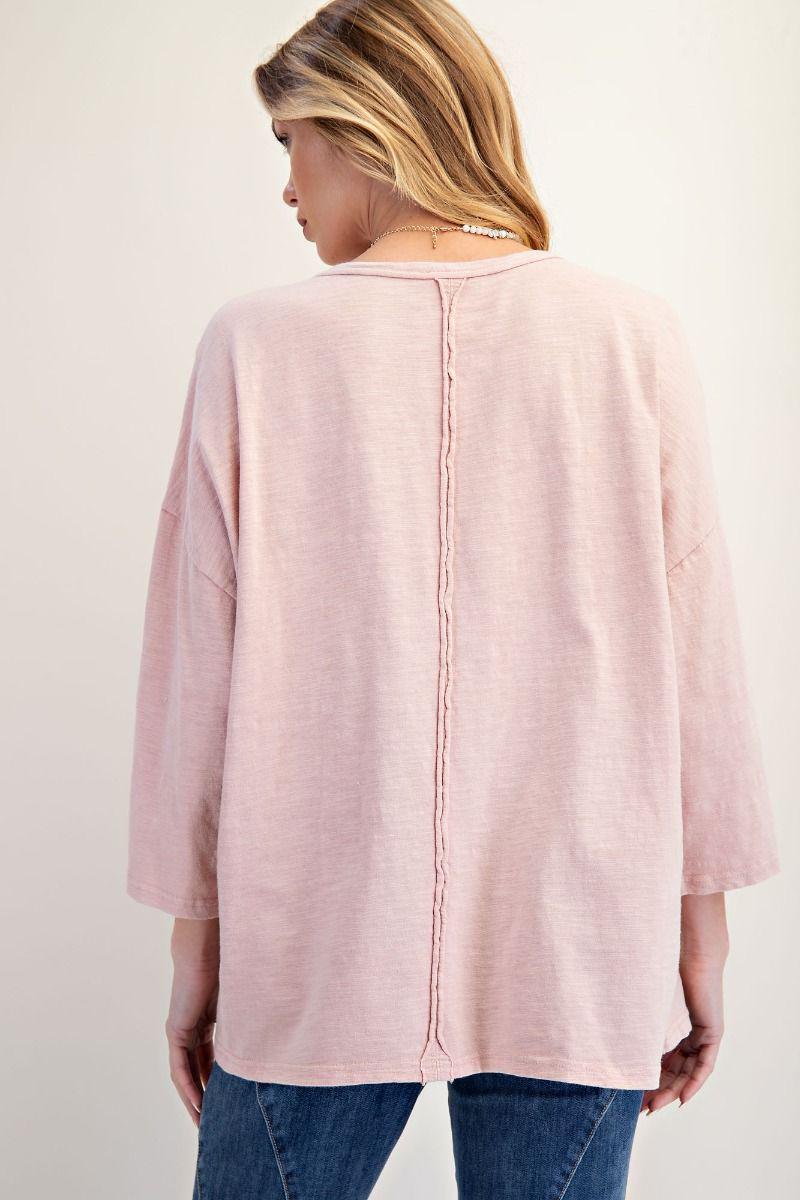 Dusty Pink Patchwork Knit Top